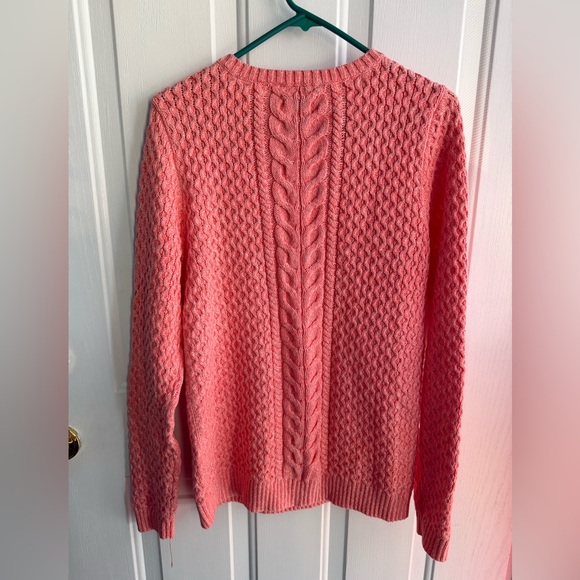 LANDS’ END WOMENS Sweater Drifter Cable Knit Coral 100% Cotton SIZE M. NWOT - Picture 5 of 9